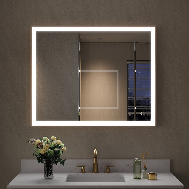 40 in. W x 32 in. H Aluminium Framed Rectangular LED Light Bathroom Vanity Mirror