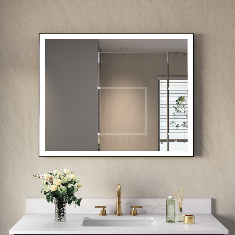 40 in. W x 32 in. H Aluminium Framed Rectangular LED Light Bathroom Vanity Mirror