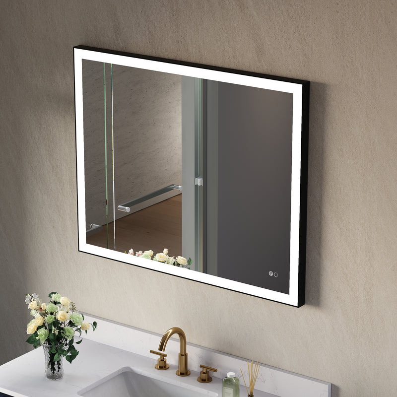 40 in. W x 32 in. H Aluminium Framed Rectangular LED Light Bathroom Vanity Mirror