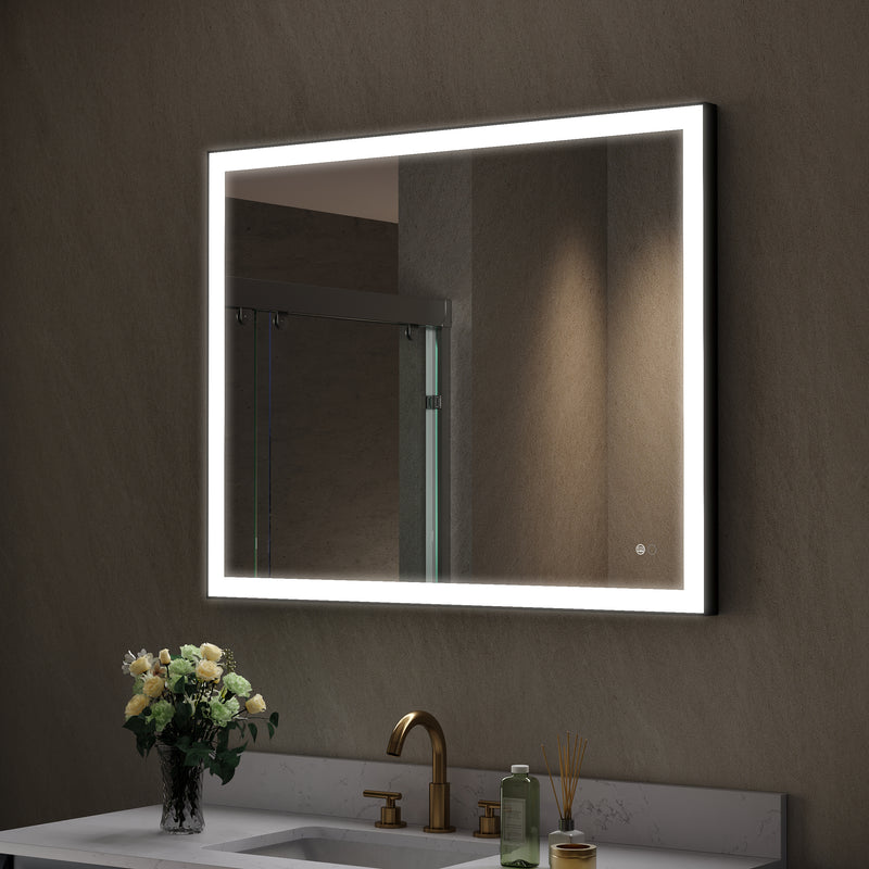 40 in. W x 32 in. H Aluminium Framed Rectangular LED Light Bathroom Vanity Mirror