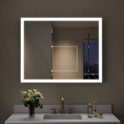 40 in. W x 32 in. H Aluminium Framed Rectangular LED Light Bathroom Vanity Mirror