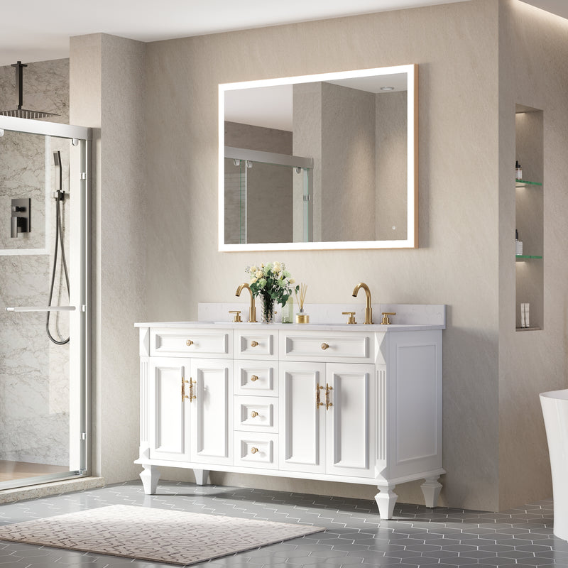 48 in. W x 36 in. H Aluminium Framed Rectangular LED Light Bathroom Vanity Mirror