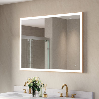 48 in. W x 36 in. H Aluminium Framed Rectangular LED Light Bathroom Vanity Mirror