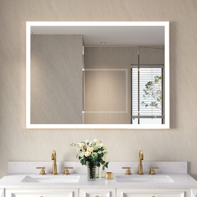 48 in. W x 36 in. H Aluminium Framed Rectangular LED Light Bathroom Vanity Mirror