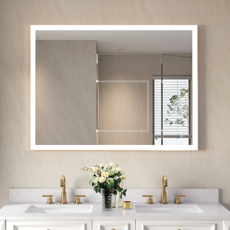 48 in. W x 36 in. H Aluminium Framed Rectangular LED Light Bathroom Vanity Mirror