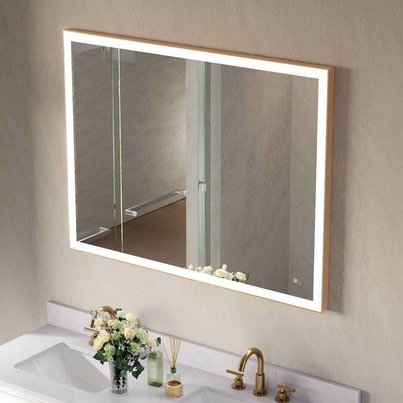 48 in. W x 36 in. H Aluminium Framed Rectangular LED Light Bathroom Vanity Mirror