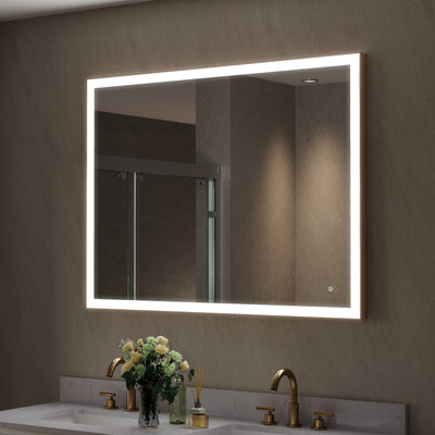 48 in. W x 36 in. H Aluminium Framed Rectangular LED Light Bathroom Vanity Mirror