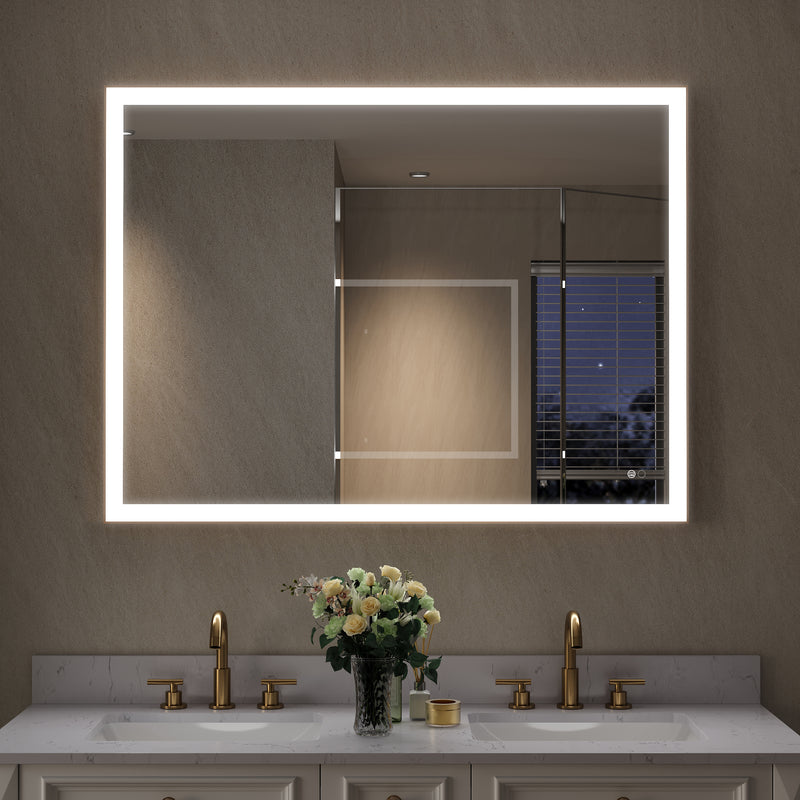 48 in. W x 36 in. H Aluminium Framed Rectangular LED Light Bathroom Vanity Mirror