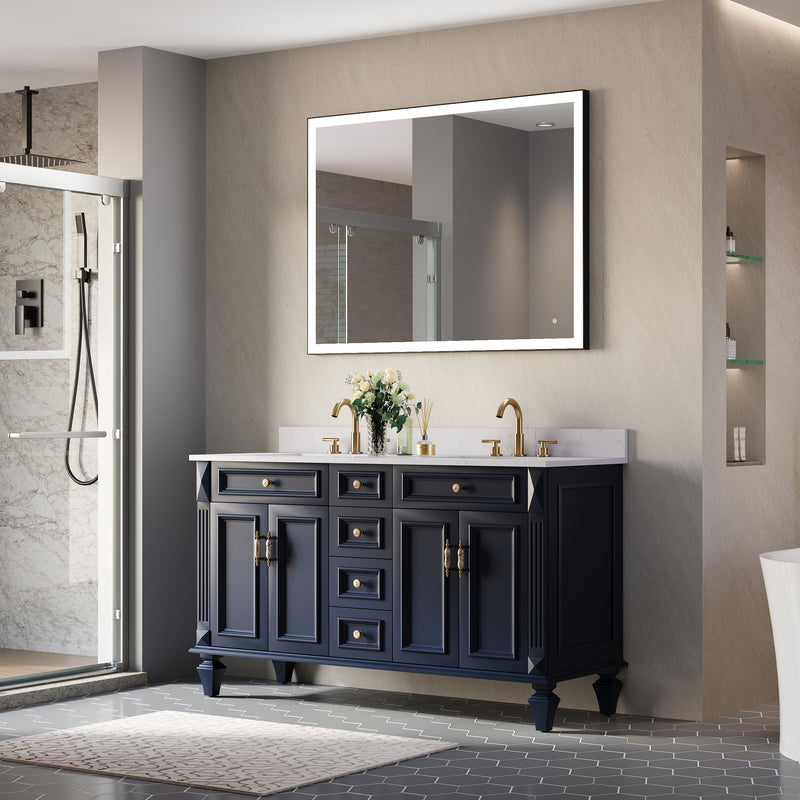 48 in. W x 36 in. H Aluminium Framed Rectangular LED Light Bathroom Vanity Mirror