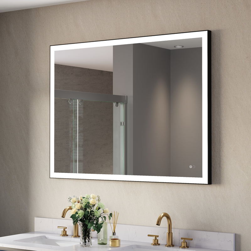 48 in. W x 36 in. H Aluminium Framed Rectangular LED Light Bathroom Vanity Mirror