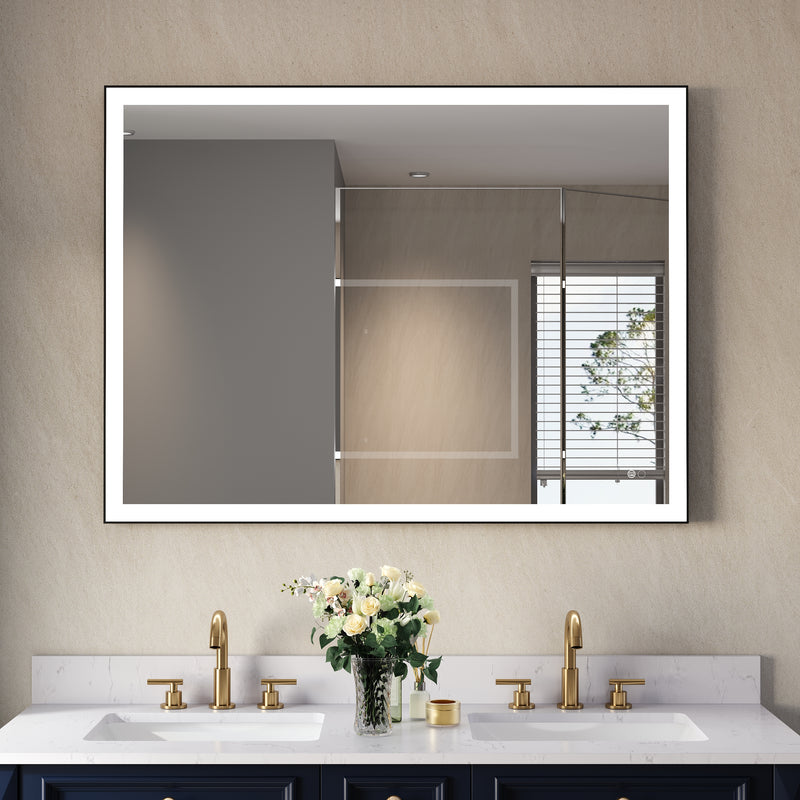 48 in. W x 36 in. H Aluminium Framed Rectangular LED Light Bathroom Vanity Mirror