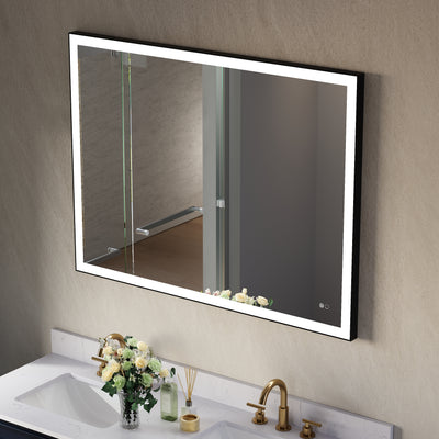 48 in. W x 36 in. H Aluminium Framed Rectangular LED Light Bathroom Vanity Mirror