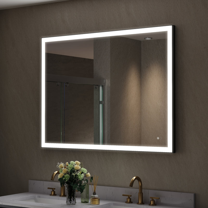 48 in. W x 36 in. H Aluminium Framed Rectangular LED Light Bathroom Vanity Mirror