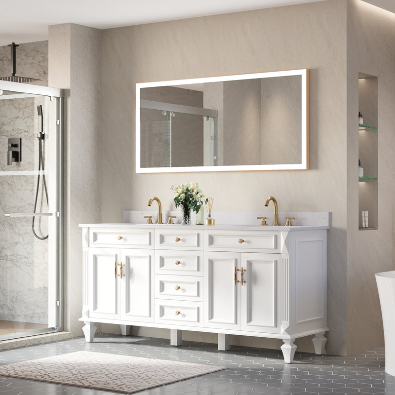 60 in. W x 28 in. H Aluminium Framed Rectangular LED Light Bathroom Vanity Mirror