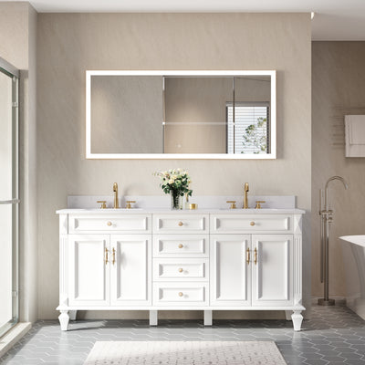 60 in. W x 28 in. H Aluminium Framed Rectangular LED Light Bathroom Vanity Mirror
