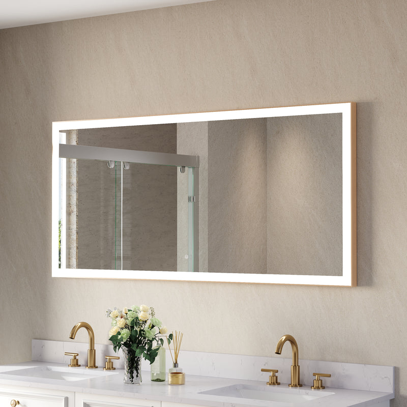 60 in. W x 28 in. H Aluminium Framed Rectangular LED Light Bathroom Vanity Mirror