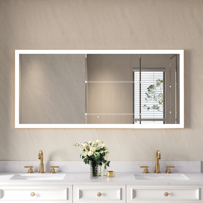 60 in. W x 28 in. H Aluminium Framed Rectangular LED Light Bathroom Vanity Mirror