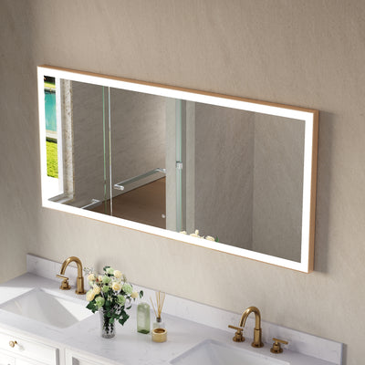 60 in. W x 28 in. H Aluminium Framed Rectangular LED Light Bathroom Vanity Mirror