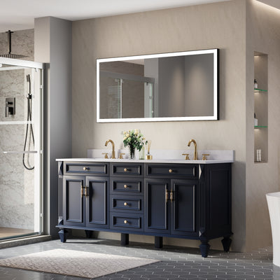 60 in. W x 28 in. H Aluminium Framed Rectangular LED Light Bathroom Vanity Mirror