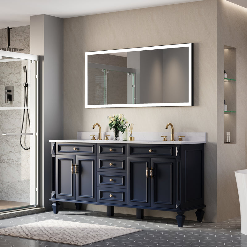 60 in. W x 28 in. H Aluminium Framed Rectangular LED Light Bathroom Vanity Mirror