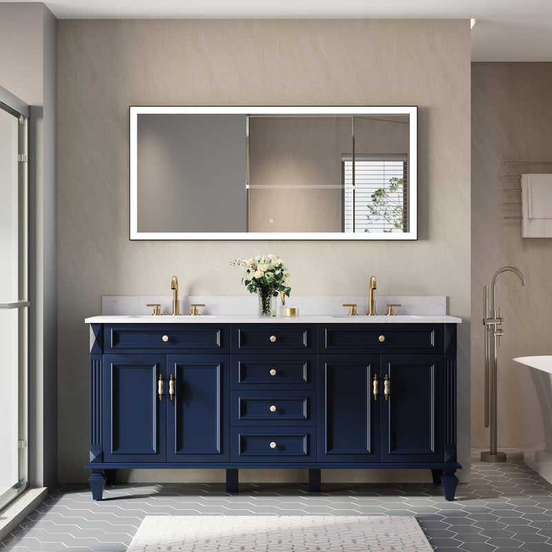 60 in. W x 28 in. H Aluminium Framed Rectangular LED Light Bathroom Vanity Mirror