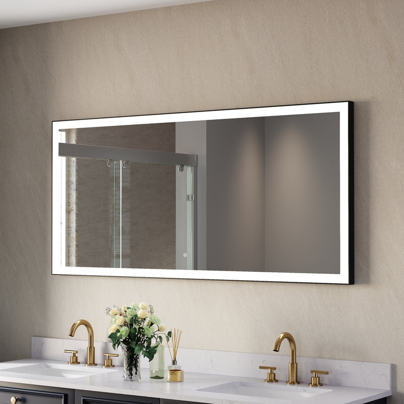 60 in. W x 28 in. H Aluminium Framed Rectangular LED Light Bathroom Vanity Mirror
