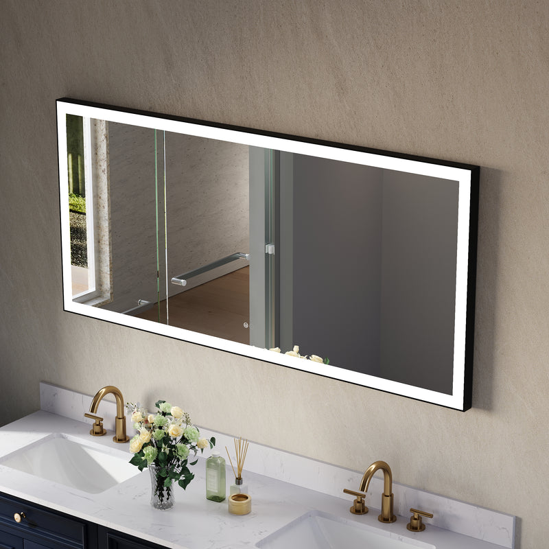 60 in. W x 28 in. H Aluminium Framed Rectangular LED Light Bathroom Vanity Mirror