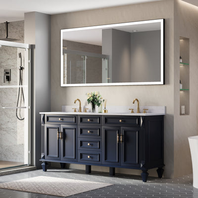 72 in. W x 36 in. H Rectangular Framed LED Light Wall Vertical/Horizontal Bathroom Vanity Mirror in Alumi