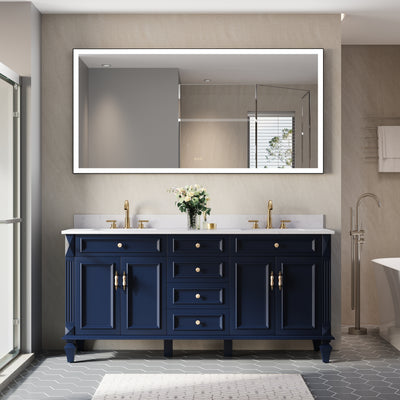 72 in. W x 36 in. H Rectangular Framed LED Light Wall Vertical/Horizontal Bathroom Vanity Mirror in Alumi