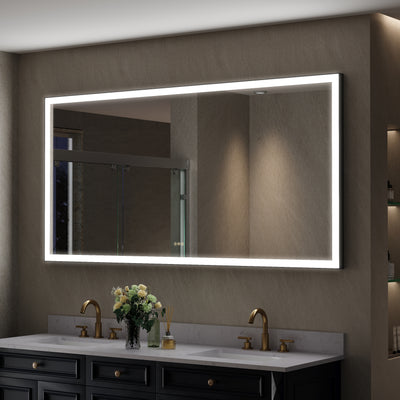 72 in. W x 36 in. H Rectangular Framed LED Light Wall Vertical/Horizontal Bathroom Vanity Mirror in Alumi