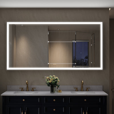 72 in. W x 36 in. H Rectangular Framed LED Light Wall Vertical/Horizontal Bathroom Vanity Mirror in Alumi