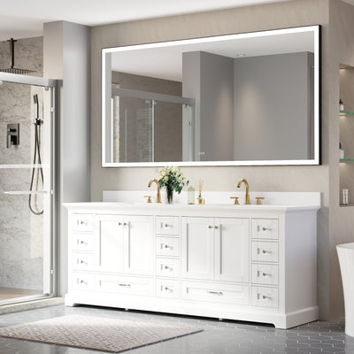 84 in. W x 42 in. H Rectangular Framed LED Light Wall Vertical/Horizontal Bathroom Vanity Mirror
