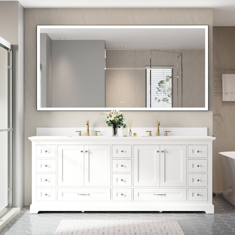 84 in. W x 42 in. H Rectangular Framed LED Light Wall Vertical/Horizontal Bathroom Vanity Mirror