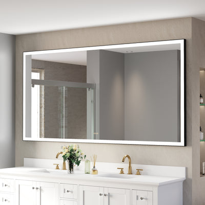 84 in. W x 42 in. H Rectangular Framed LED Light Wall Vertical/Horizontal Bathroom Vanity Mirror