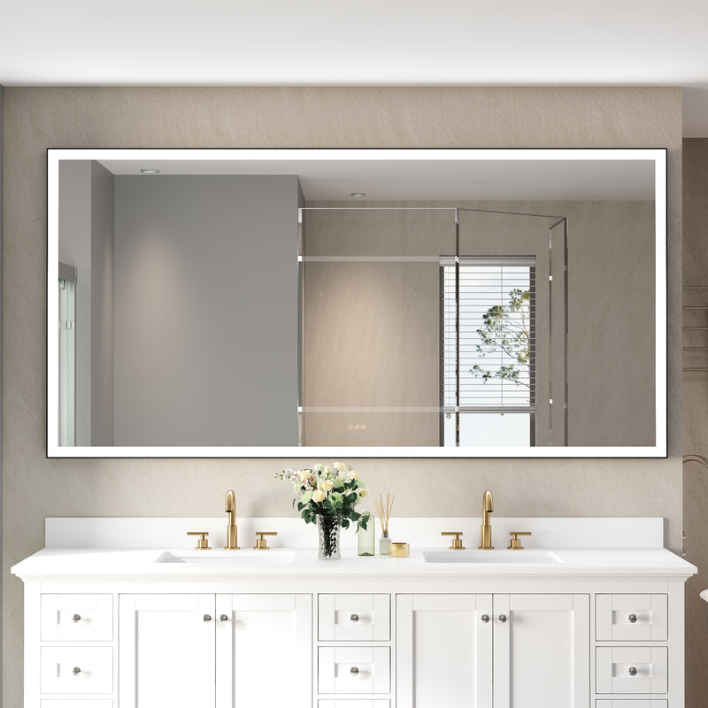 84 in. W x 42 in. H Rectangular Framed LED Light Wall Vertical/Horizontal Bathroom Vanity Mirror