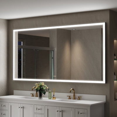 84 in. W x 42 in. H Rectangular Framed LED Light Wall Vertical/Horizontal Bathroom Vanity Mirror
