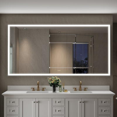 84 in. W x 42 in. H Rectangular Framed LED Light Wall Vertical/Horizontal Bathroom Vanity Mirror