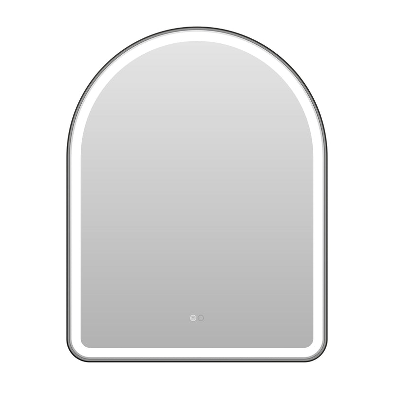 28 in. W x 36 in. H Arched Black Framed LED Light Mirror, Wall Anti-Fog Bathroom Vanity Mirror