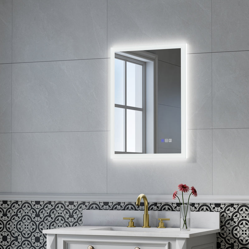 20-in W x 28-in H LED Lit Mirror Rectangular Fog Free Frameless Bathroom Vanity Mirror