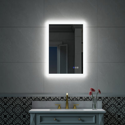 20-in W x 28-in H LED Lit Mirror Rectangular Fog Free Frameless Bathroom Vanity Mirror