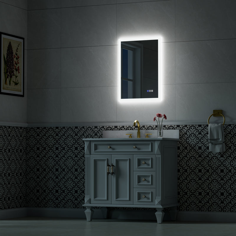 20-in W x 28-in H LED Lit Mirror Rectangular Fog Free Frameless Bathroom Vanity Mirror