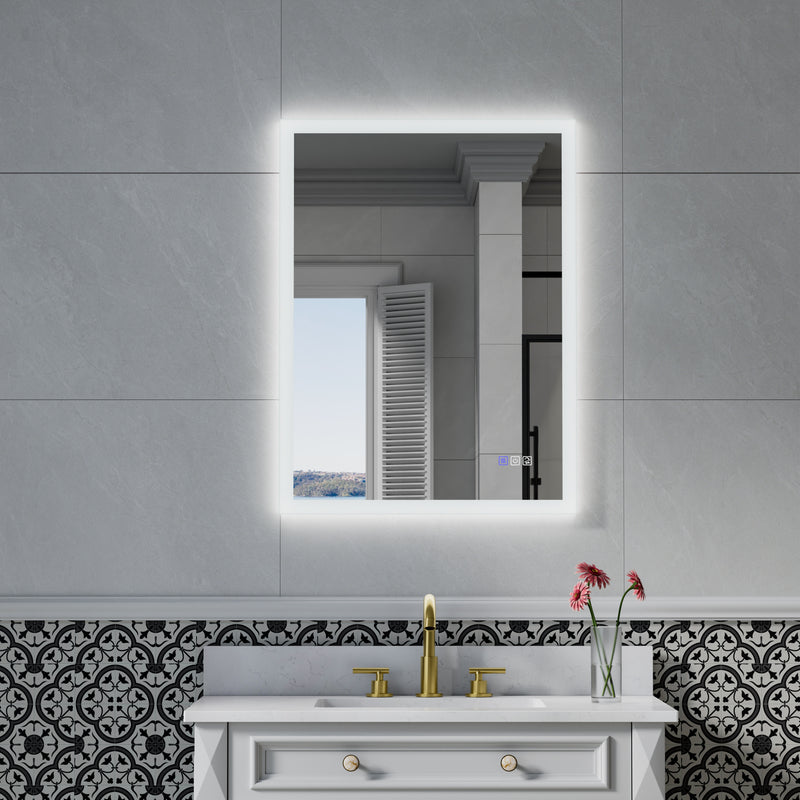 24-in W x 32-in H LED Lit Mirror Rectangular Fog Free Frameless Bathroom Vanity Mirror