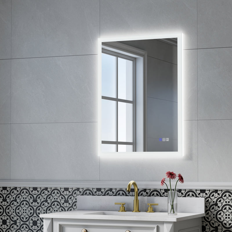 24-in W x 32-in H LED Lit Mirror Rectangular Fog Free Frameless Bathroom Vanity Mirror