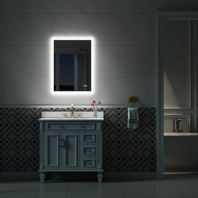24-in W x 32-in H LED Lit Mirror Rectangular Fog Free Frameless Bathroom Vanity Mirror