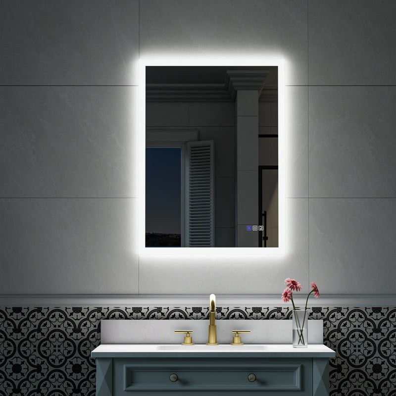 24-in W x 32-in H LED Lit Mirror Rectangular Fog Free Frameless Bathroom Vanity Mirror