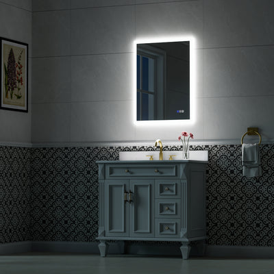 24-in W x 32-in H LED Lit Mirror Rectangular Fog Free Frameless Bathroom Vanity Mirror