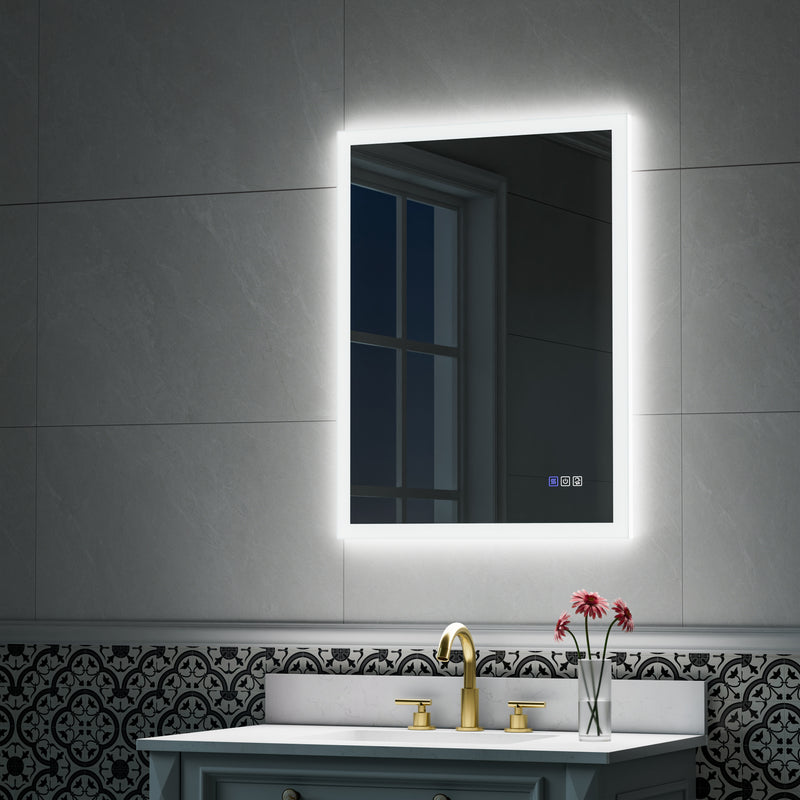 24-in W x 32-in H LED Lit Mirror Rectangular Fog Free Frameless Bathroom Vanity Mirror