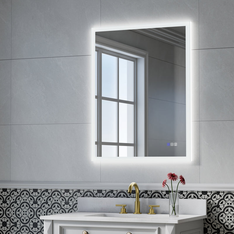 28-in W x 36-in H LED Lit Mirror Rectangular Fog Free Frameless Bathroom Vanity Mirror