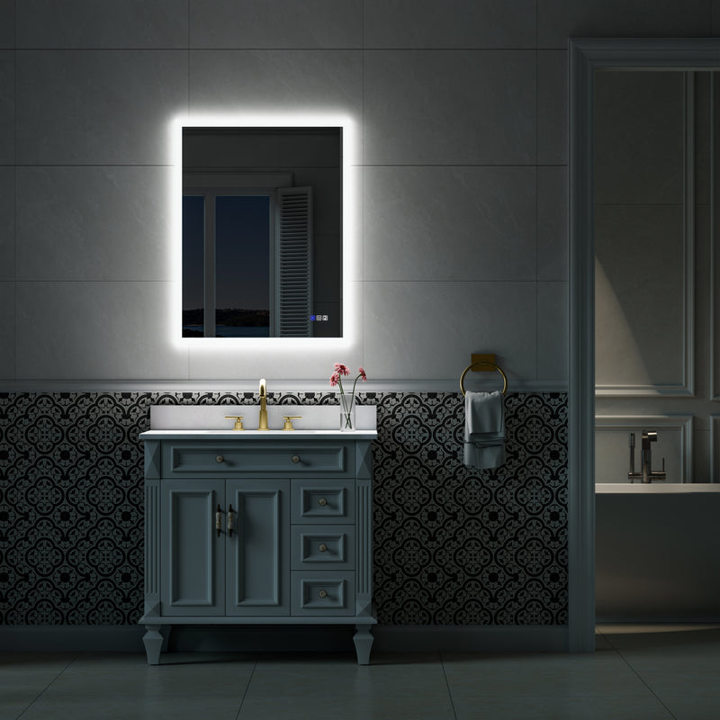28-in W x 36-in H LED Lit Mirror Rectangular Fog Free Frameless Bathroom Vanity Mirror