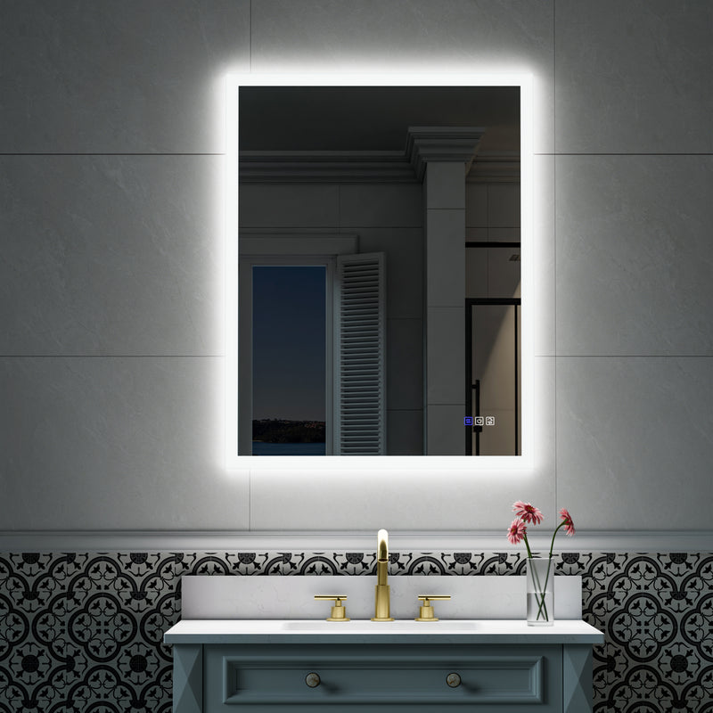 28-in W x 36-in H LED Lit Mirror Rectangular Fog Free Frameless Bathroom Vanity Mirror
